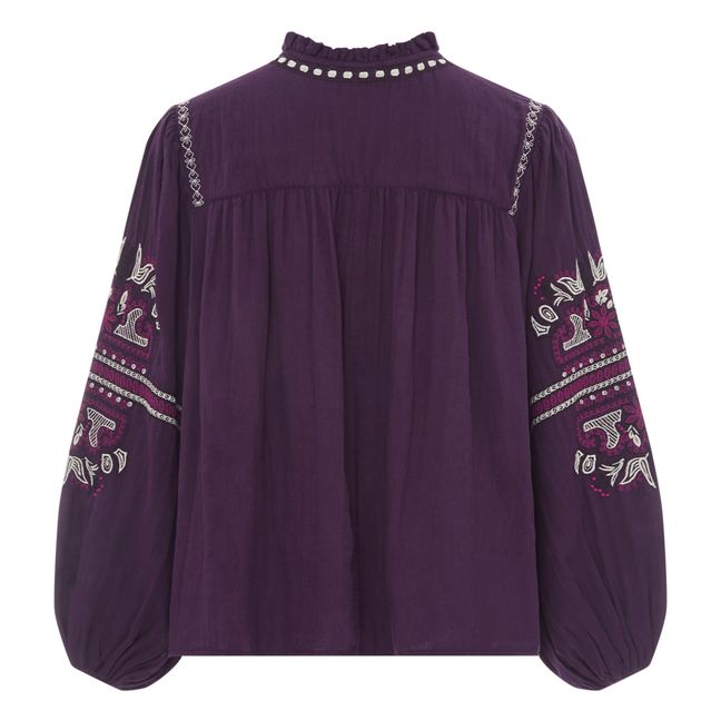 Blouse Manches Longues Brodée Gaze Coton Bio | Viola