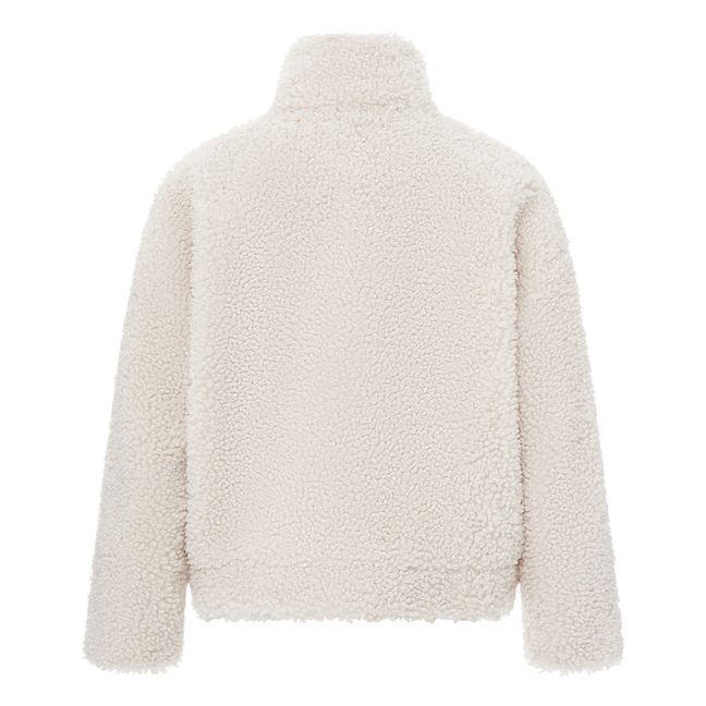 Button-down jacket in boxy sherpa | Bianco