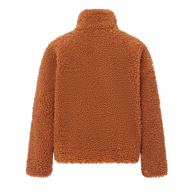 Blouson boutonné en sherpa boxy | Rouge brique
