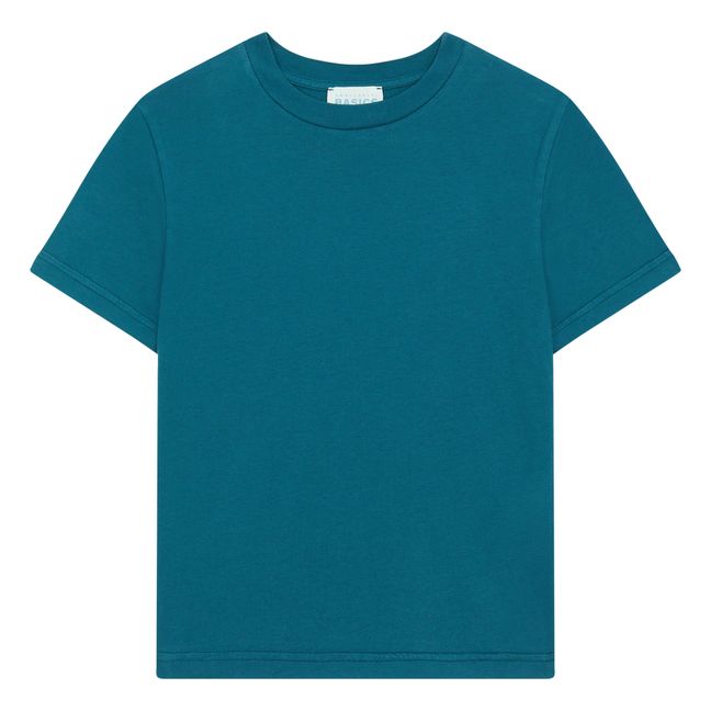 Camiseta de manga corta para niño Algodón orgánico | Verde azulado