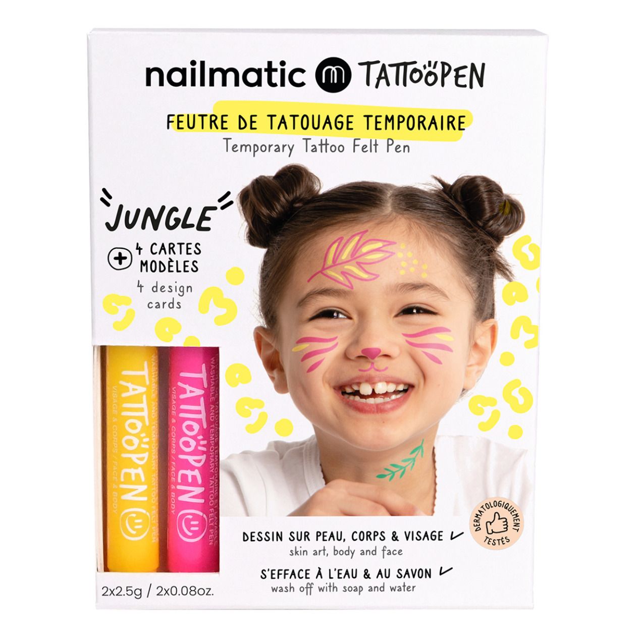 Nailmatic Kids - Coffret Kit duo feutre de tatouage Tattoopen Jungle