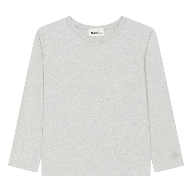 Organic Cotton Long-sleeved T-shirt | Gris Jaspeado