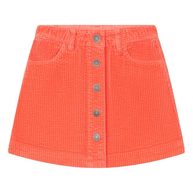Short Skirt with Corduroy Buttons | Coral