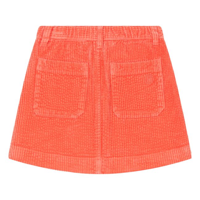 Short Skirt with Corduroy Buttons | Coral