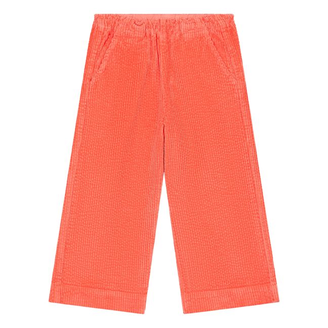 Pantaloni a gamba tesa in velluto a coste con elastico in vita | Arancione