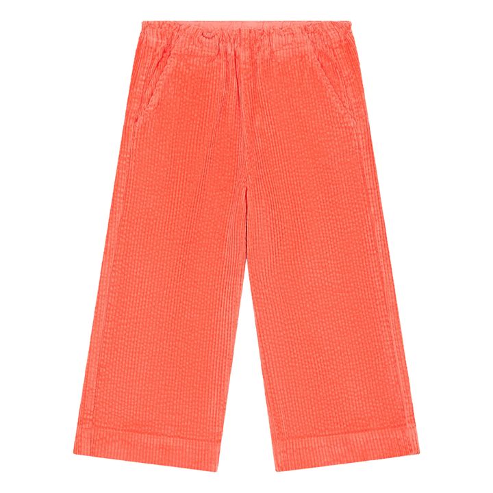 Corduroy Straight Leg Trousers with Elasticated Waistband | Coral- Product image n°0