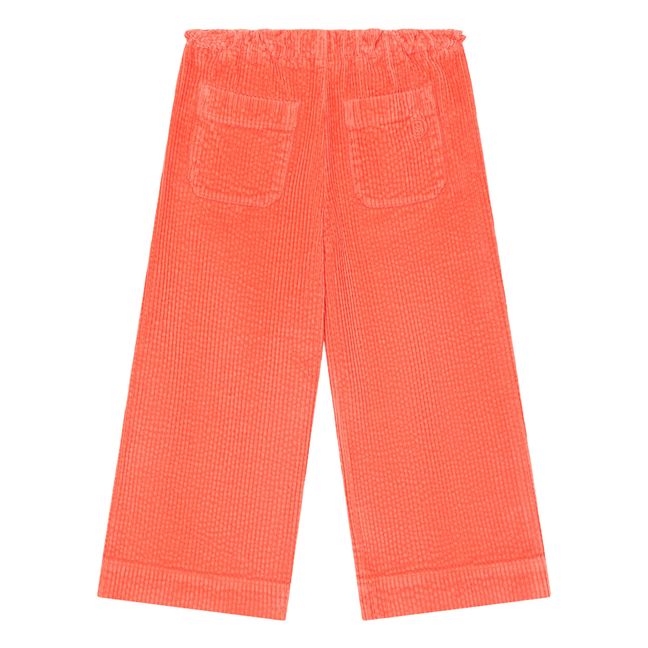 Corduroy Straight Leg Trousers with Elasticated Waistband | Coral