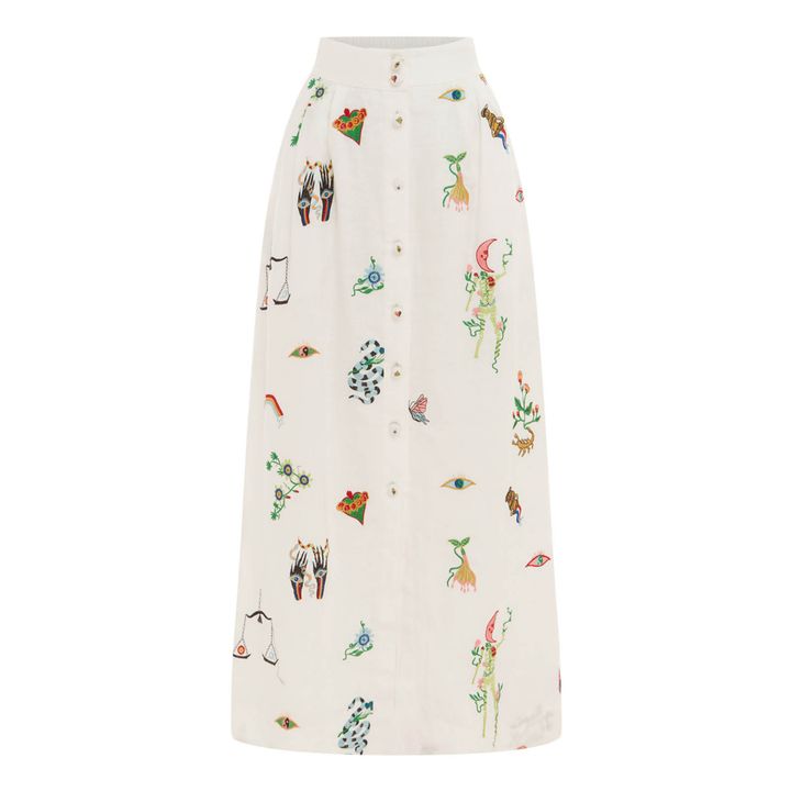 Linen floral embroidered clearance skirt