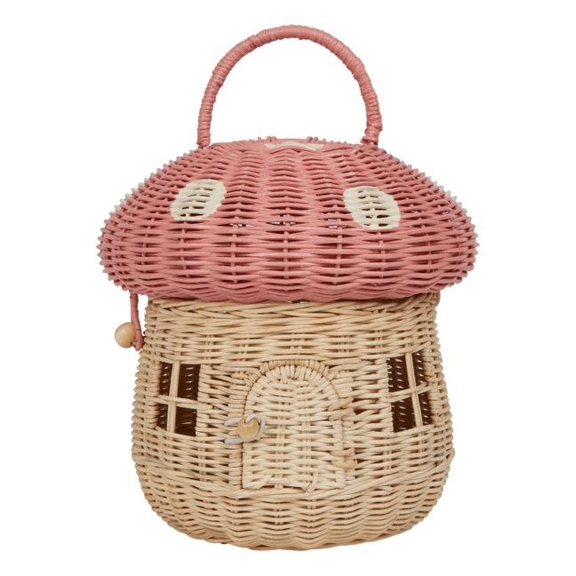Rattan mushroom basket | Pink