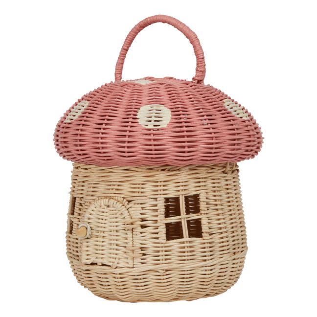 Rattan mushroom basket | Pink