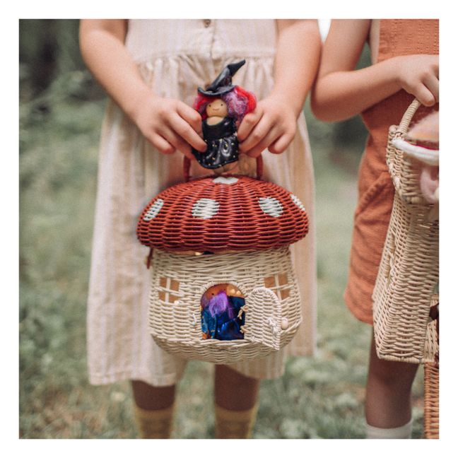 Rattan mushroom basket | Red
