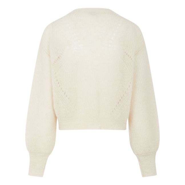 Cardigan boutonné en mohair | Blanc/Écru