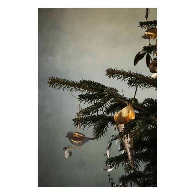Décoration de Noël oiseau sur branche | Argenté