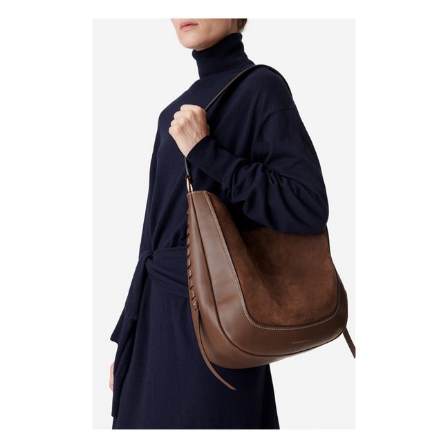 Hobo Bag Smooth and Suede Leather | Marron glac