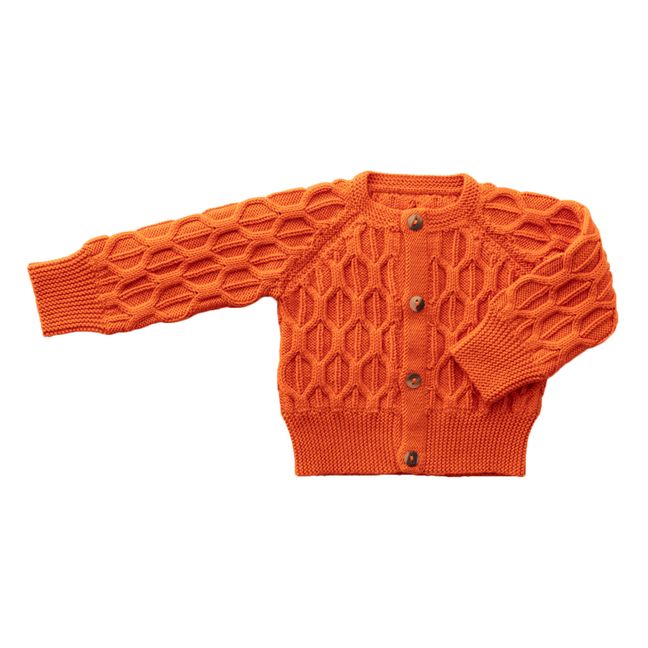 Flo - Cardigan reversibile in lana merino | Arancione