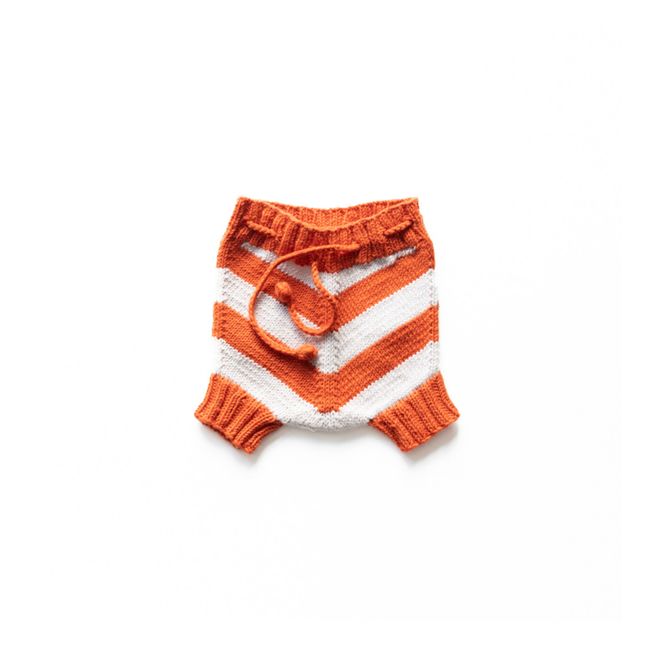 Jef Merino Wool Striped Shorts | Orange