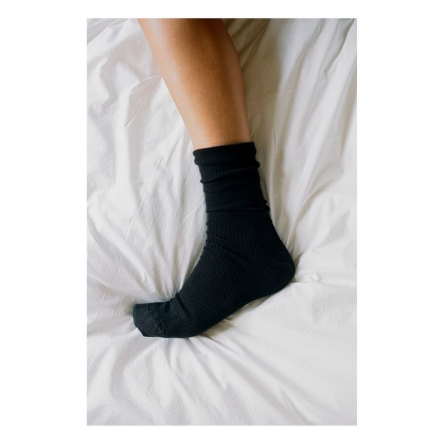 Merino Ribbed Socks | Navy blue