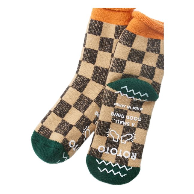 Pile Room Checkerboard Wool Socks | Orange