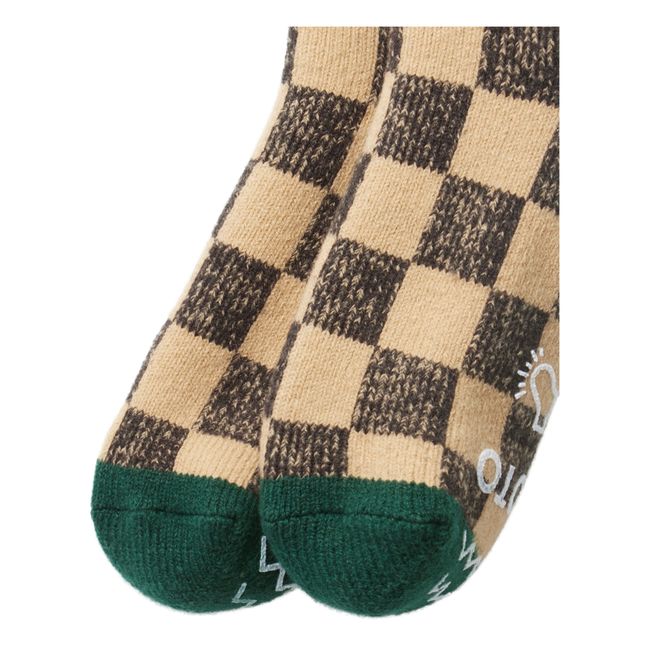Chaussettes Pile Room "Checkerboard" Laine | Orange