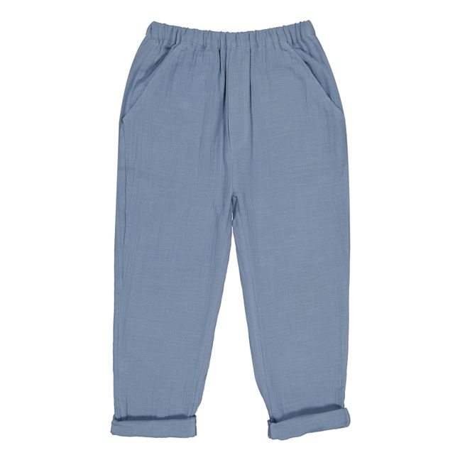 Gazelle Cotton Gauze Pants | Grey blue