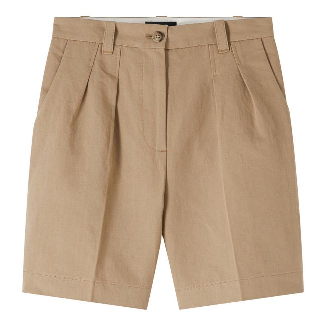 Pantalones cortos Nola de algodón y lino | Beige