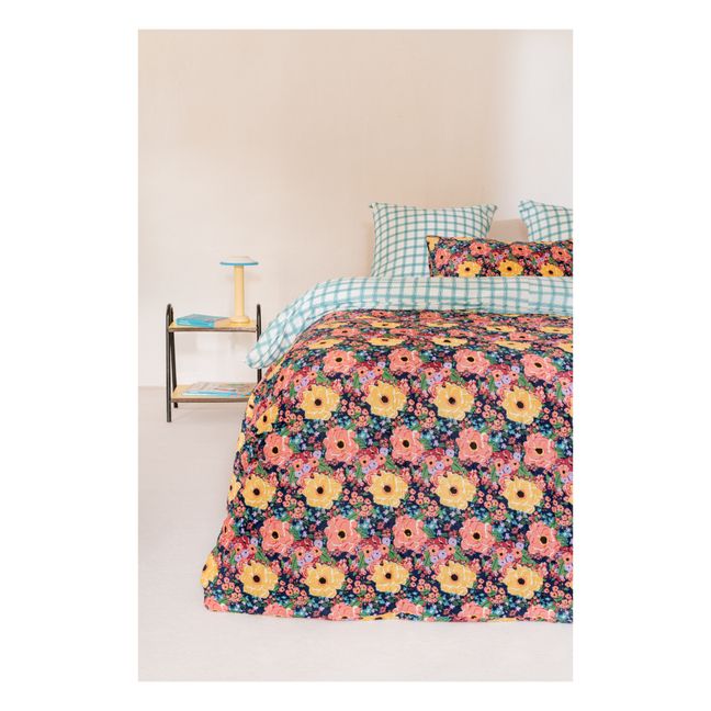 Helen Flower reversible quilted throw | Black