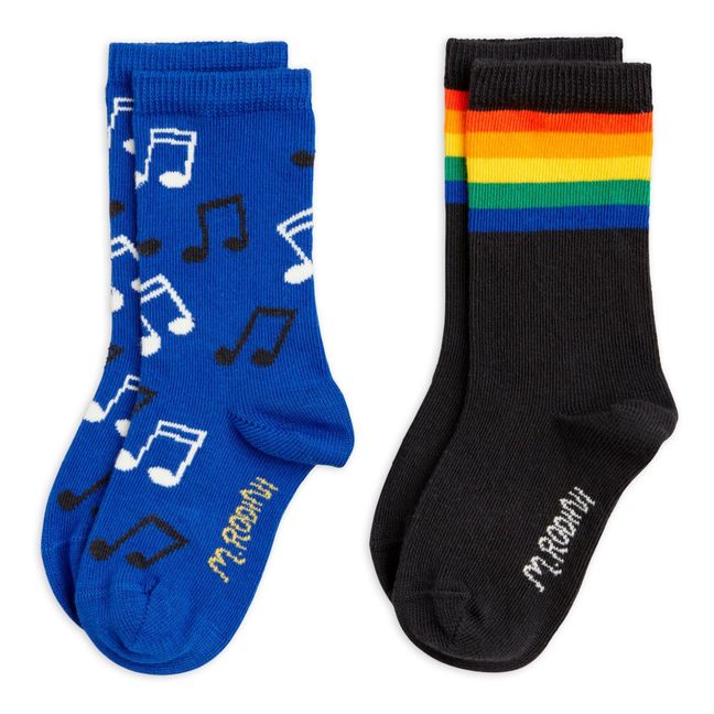 Set 2 Paar Socken aus Bio-Baumwolle Rainbow | Schwarz