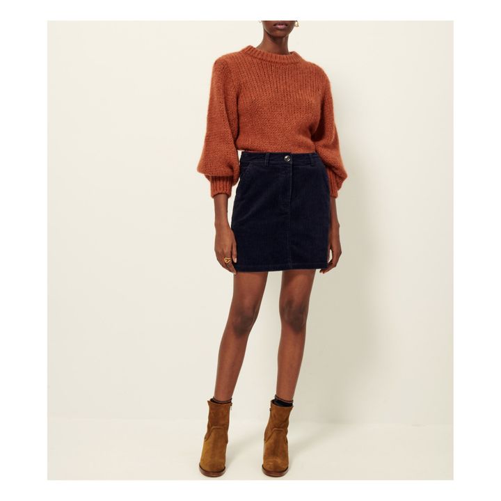 Jupe Droite Sonoma Orange Brûlé Taille UK16 - Velours Côtelé Stretch, Boutonnée