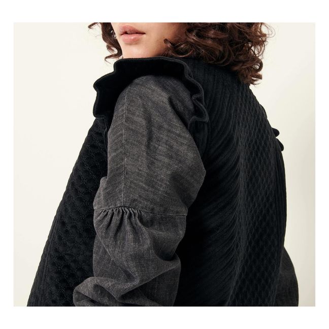 Halkali ärmellose Jacke aus recycelten Fasern | Schwarz
