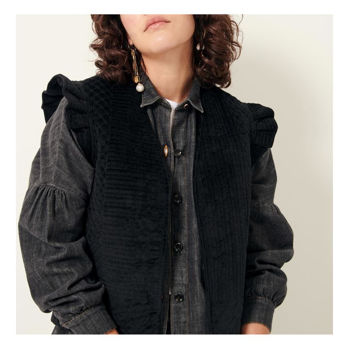 Halkali ärmellose Jacke aus recycelten Fasern | Schwarz- Produktbild Nr. 3