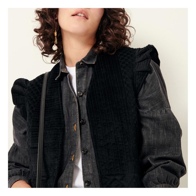 Halkali ärmellose Jacke aus recycelten Fasern | Schwarz