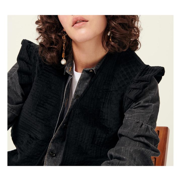 Halkali ärmellose Jacke aus recycelten Fasern | Schwarz- Produktbild Nr. 7