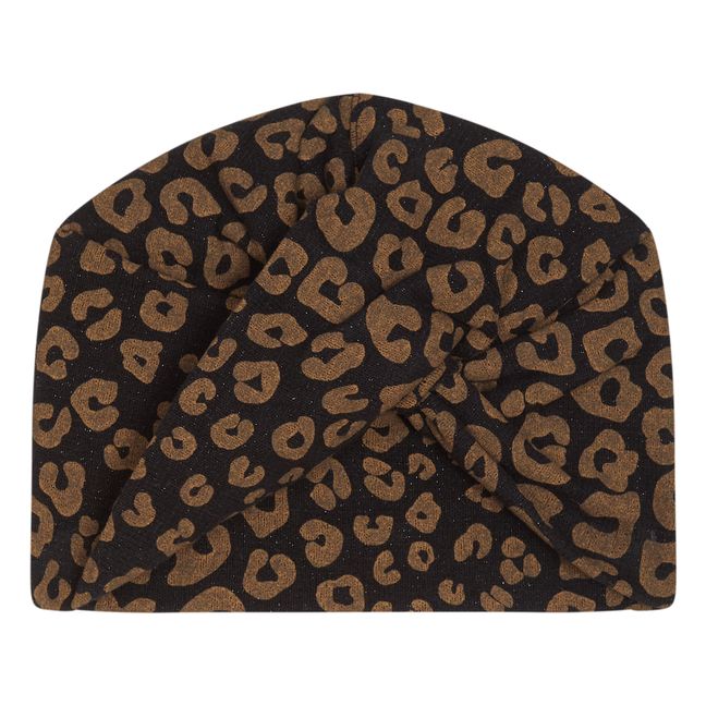 Bonnet Turban Maille Lurex Léopard | Gris anthracite