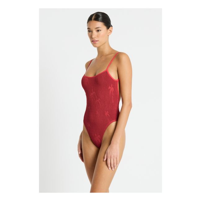 Maillot 1 Pièce Low Palace Jacquard Palmier | Rouge