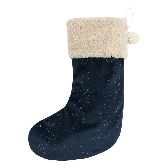 Velvet Christmas sock | Midnight blue
