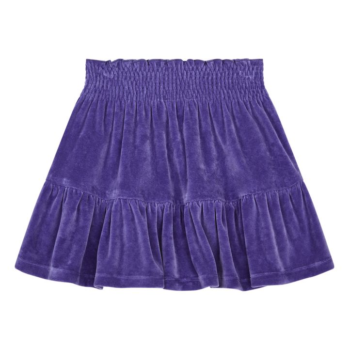 Short Velvet Elasticated Waist Skirt | Indigo blue- Product image n°2