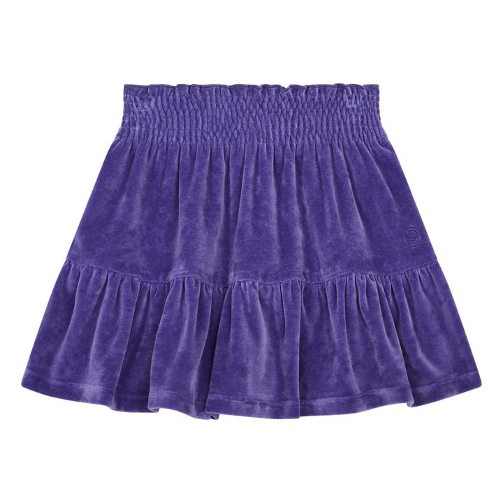 Short Velvet Elasticated Waist Skirt | Indigo blue- Product image n°0