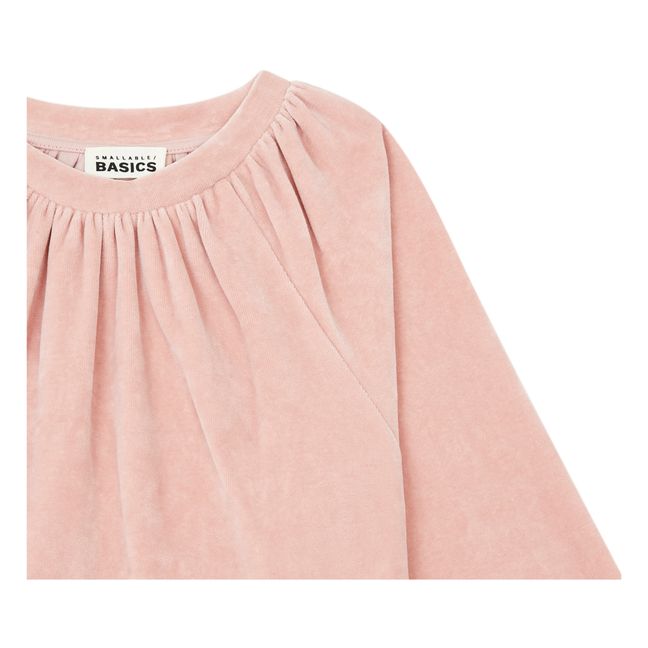 Velvet Ruffle Short Dress | Powder pink