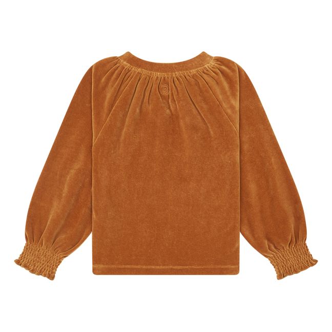 Sweat Col Rond en Velours | Noisette