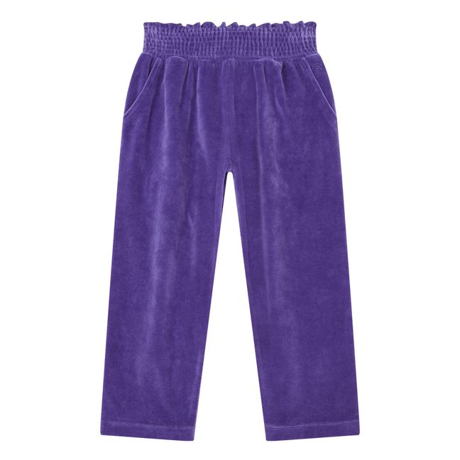 Pantalon Fille Carrotte Elastiqué à la Taille en Velours | Bleu indigo