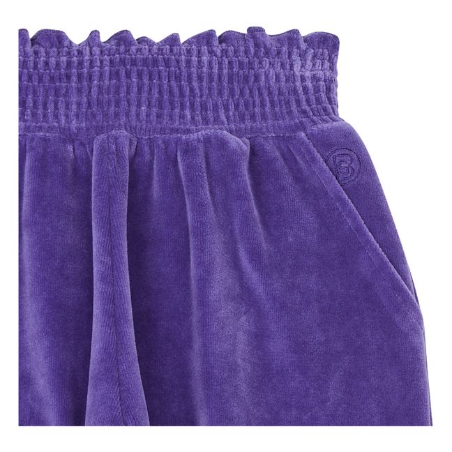 Pantalon Fille Carrotte Elastiqué à la Taille en Velours | Bleu indigo