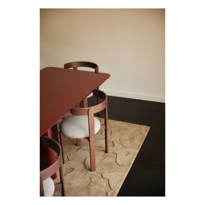Lilac wood chair, linen seat | Off white- Product image n°1