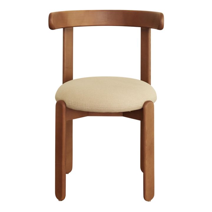 Lilac wood chair, linen seat | Off white- Product image n°0