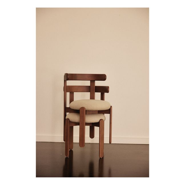 Chaise Lilas en bois, assise en lin  | Blanco Roto
