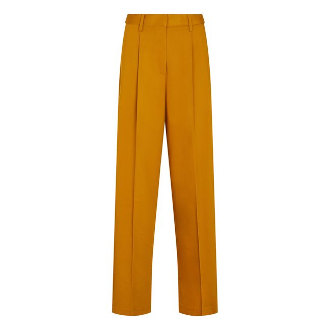 High waist trousers | Golden brown