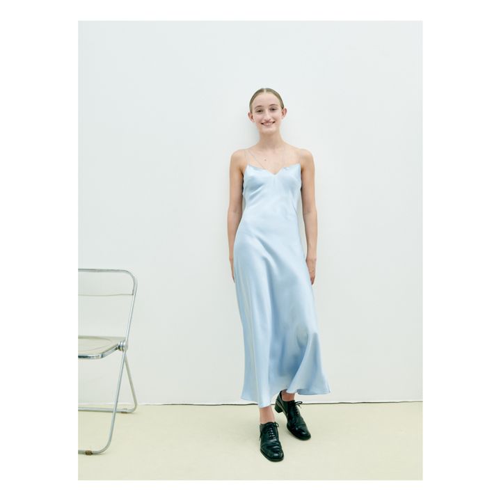 Light blue outlet satin slip dress