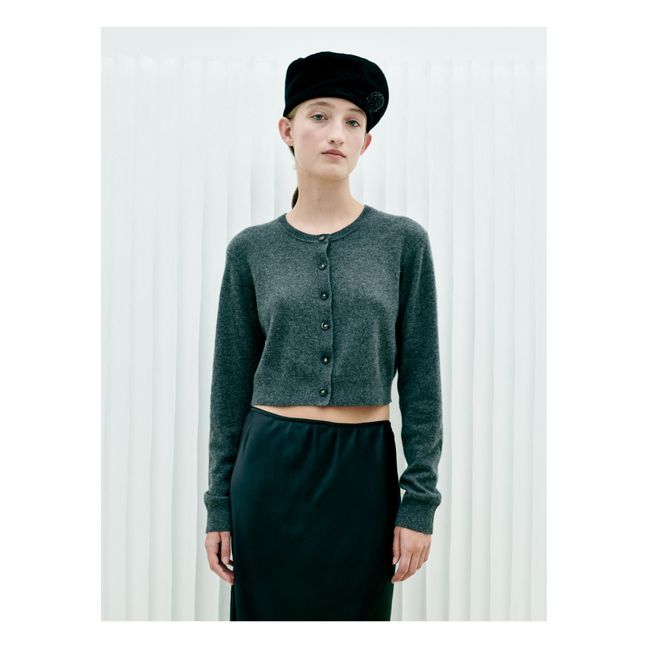 Cardigan Piemonte Crop Cachemire | Gris anthracite