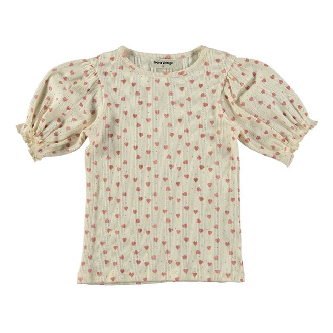 Organic Cotton Hearts T-Shirt | Ecru