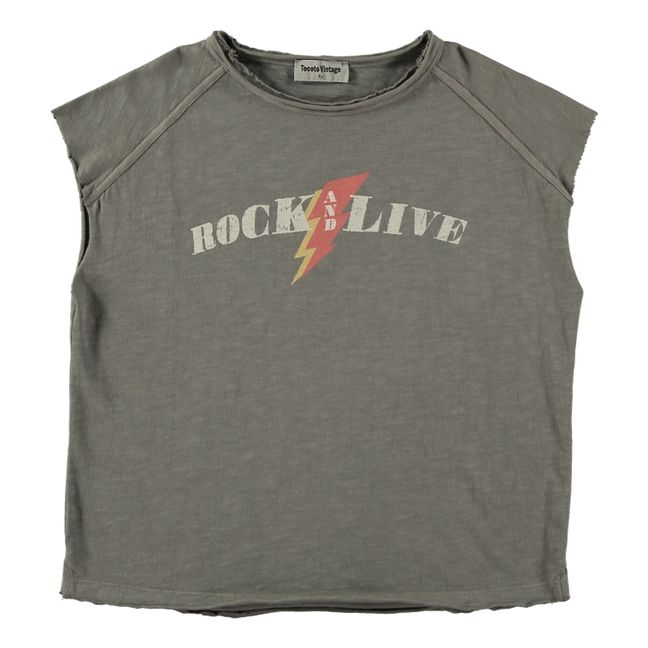 Rock & Live Organic Cotton Sleeveless T-Shirt | Charcoal grey