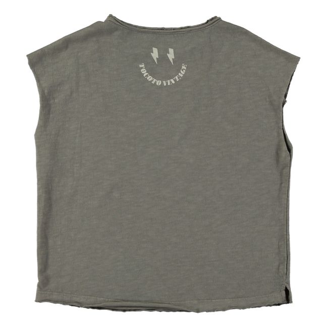 Rock & Live Organic Cotton Sleeveless T-Shirt | Charcoal grey